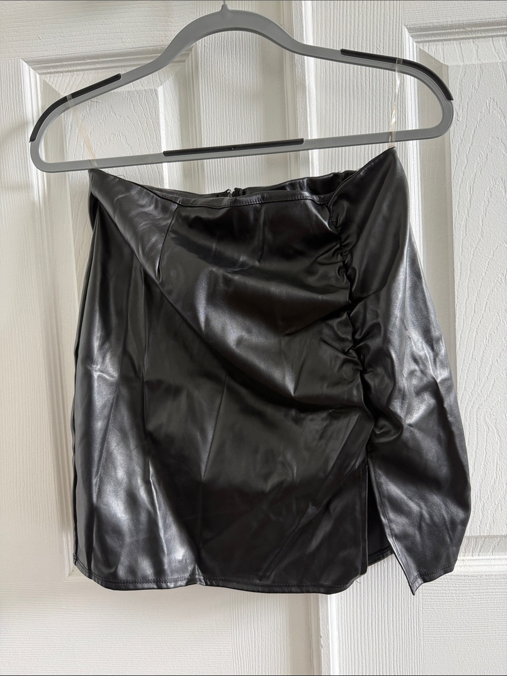 Windsor Black Faux Leather Ruched Mini Skirt
